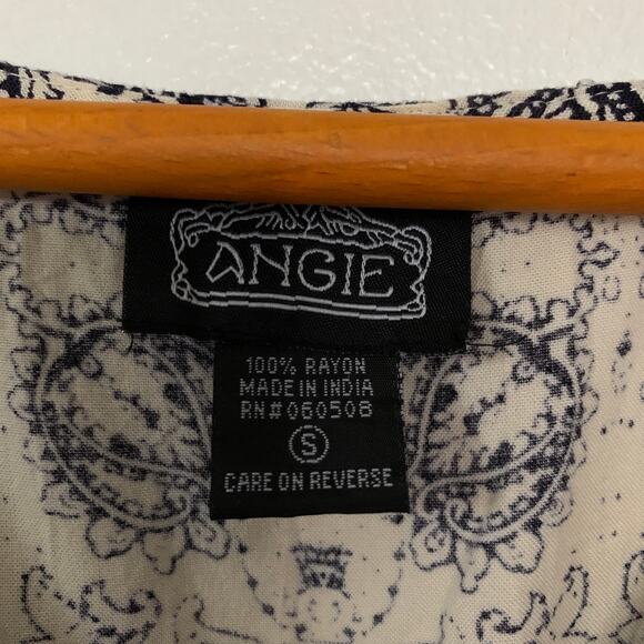 Angie women's blue white ikat print kimono sleeve mini dress Small - Picture 7 of 8